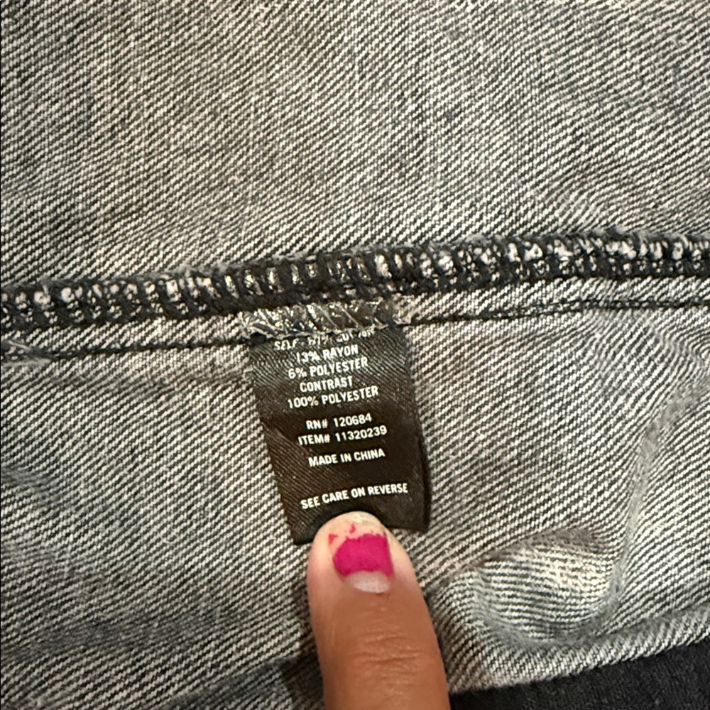 XXX Rude Grey & Black Distressed Bleached Denim Jacket size LG - Picture 6 of 15